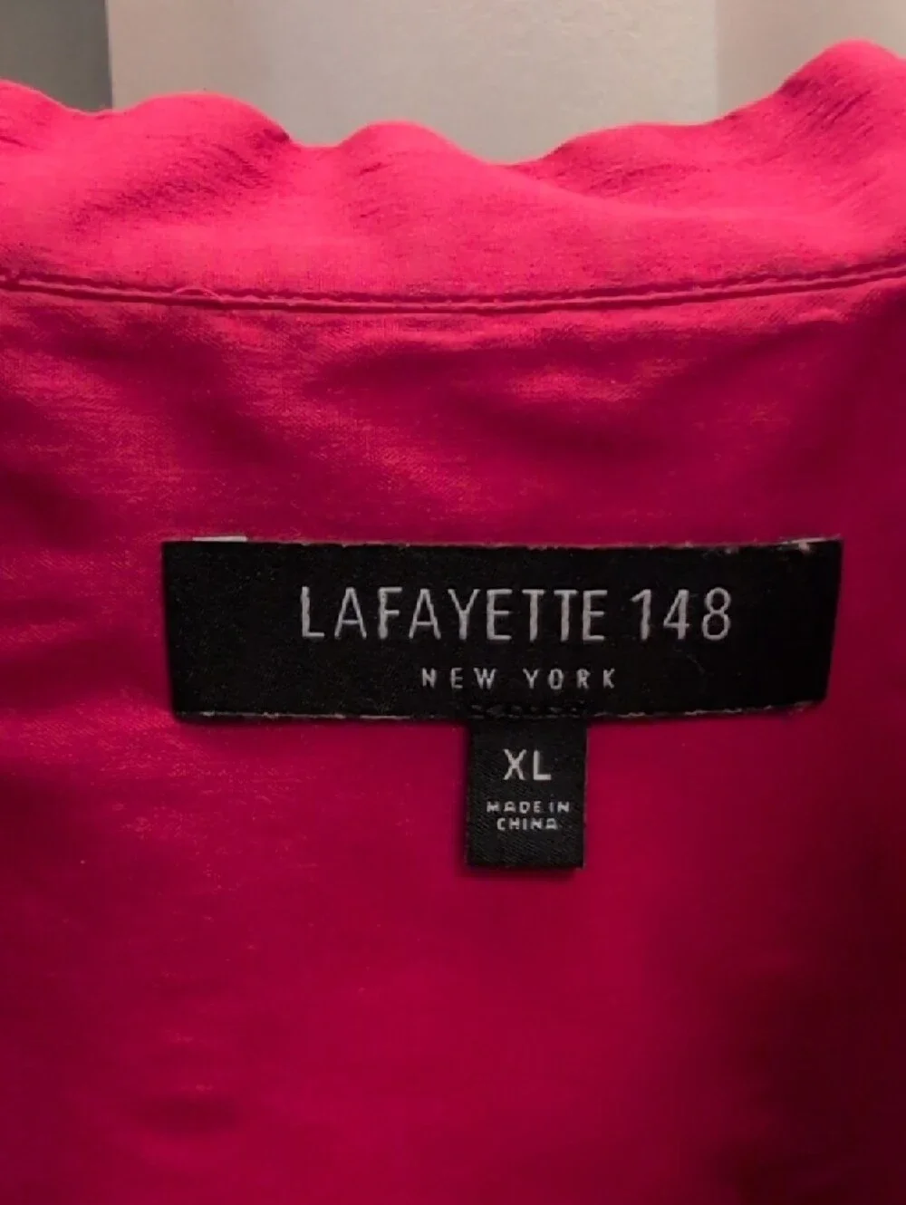 Lafayette 148 New York Bold Red Short-Sleeve Band-Collar Button-Down - Picture 2 of 8